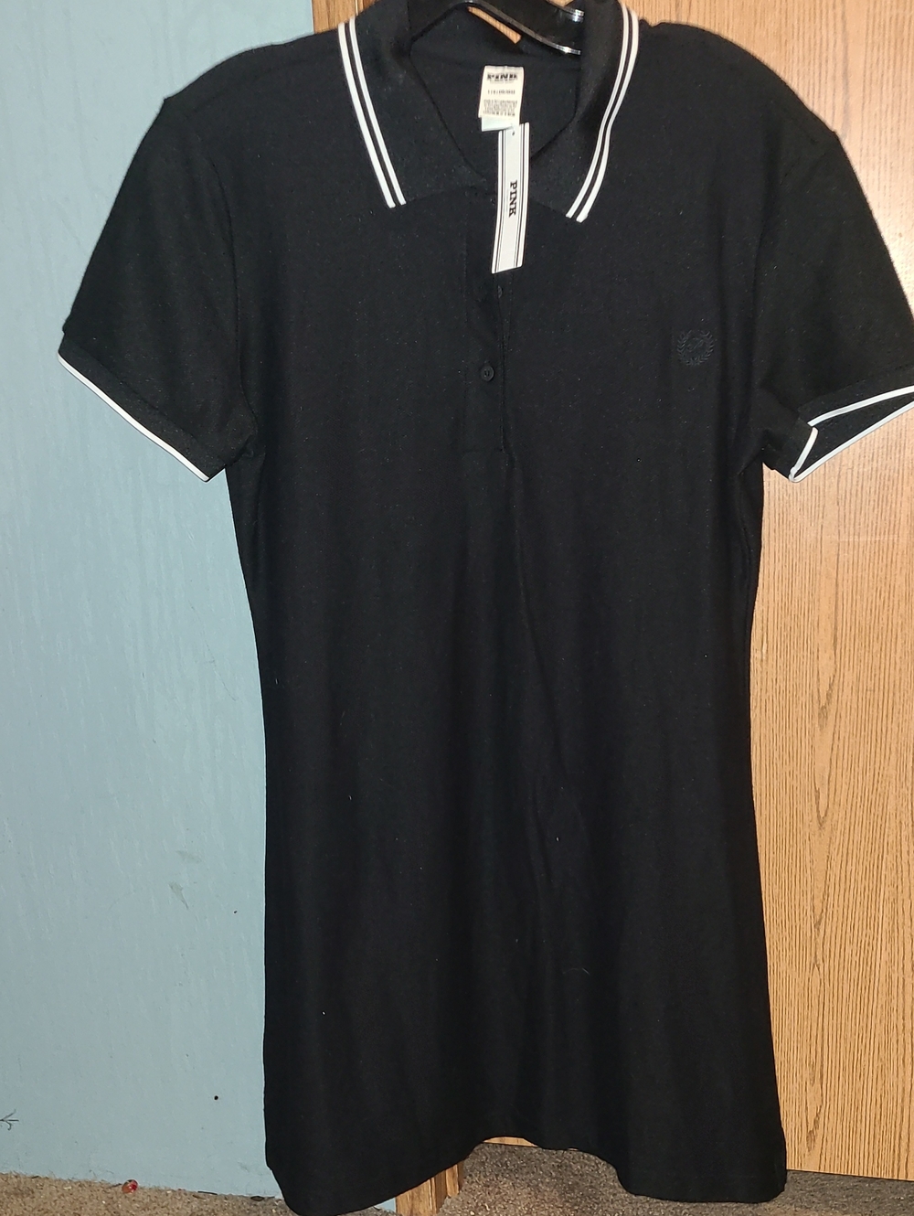 Victoria Secret PINK collection Black Polo Dress with White Trim